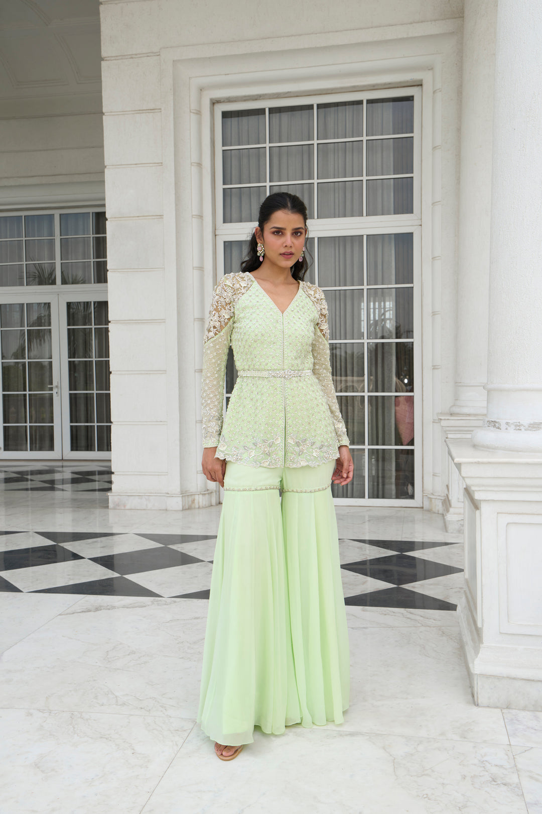 Lime Green Peplum Sharara
