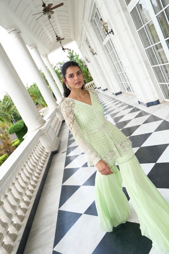 Lime Green Peplum Sharara