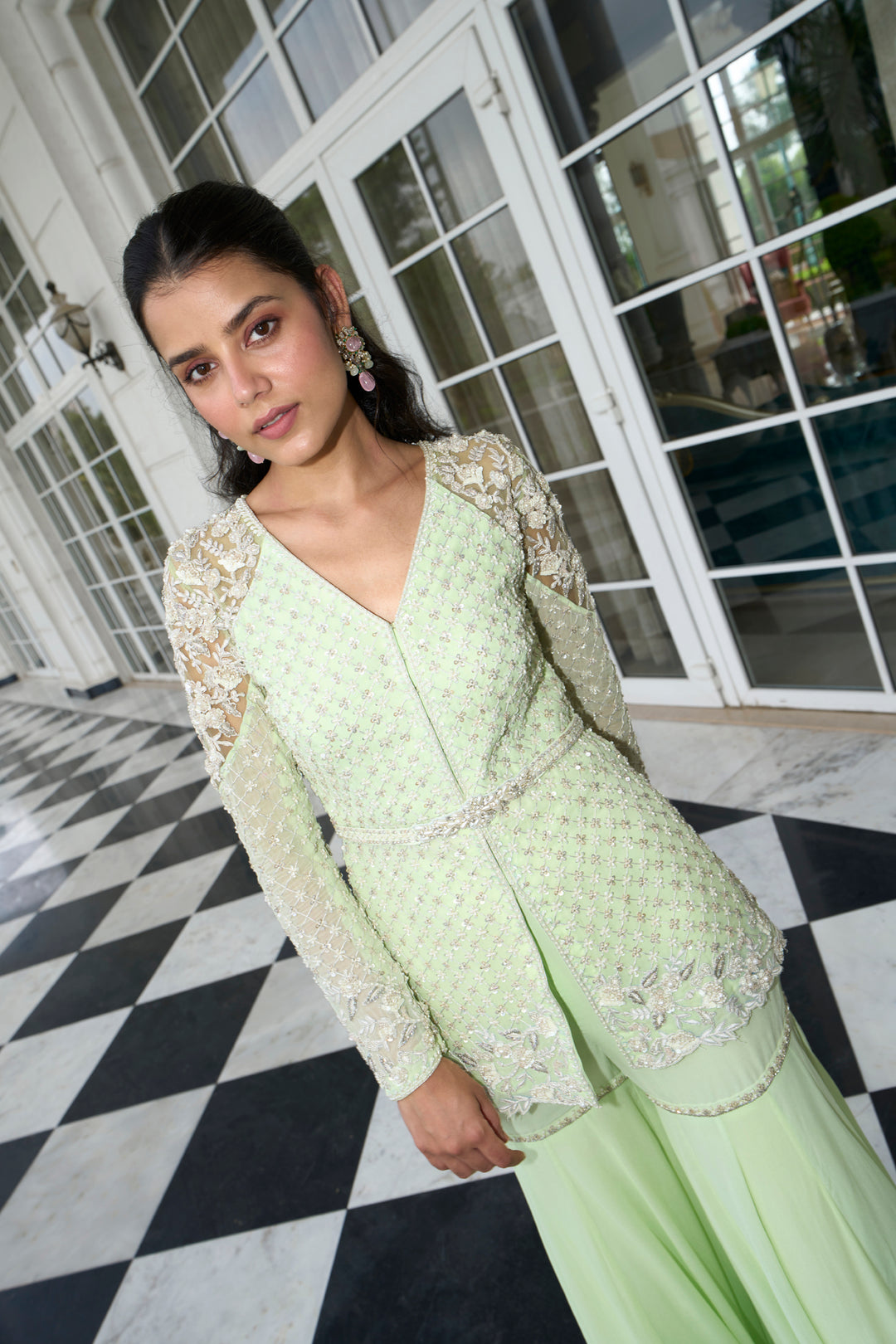 Lime Green Peplum Sharara
