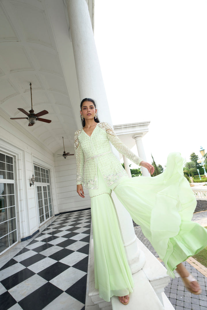 Lime Green Peplum Sharara
