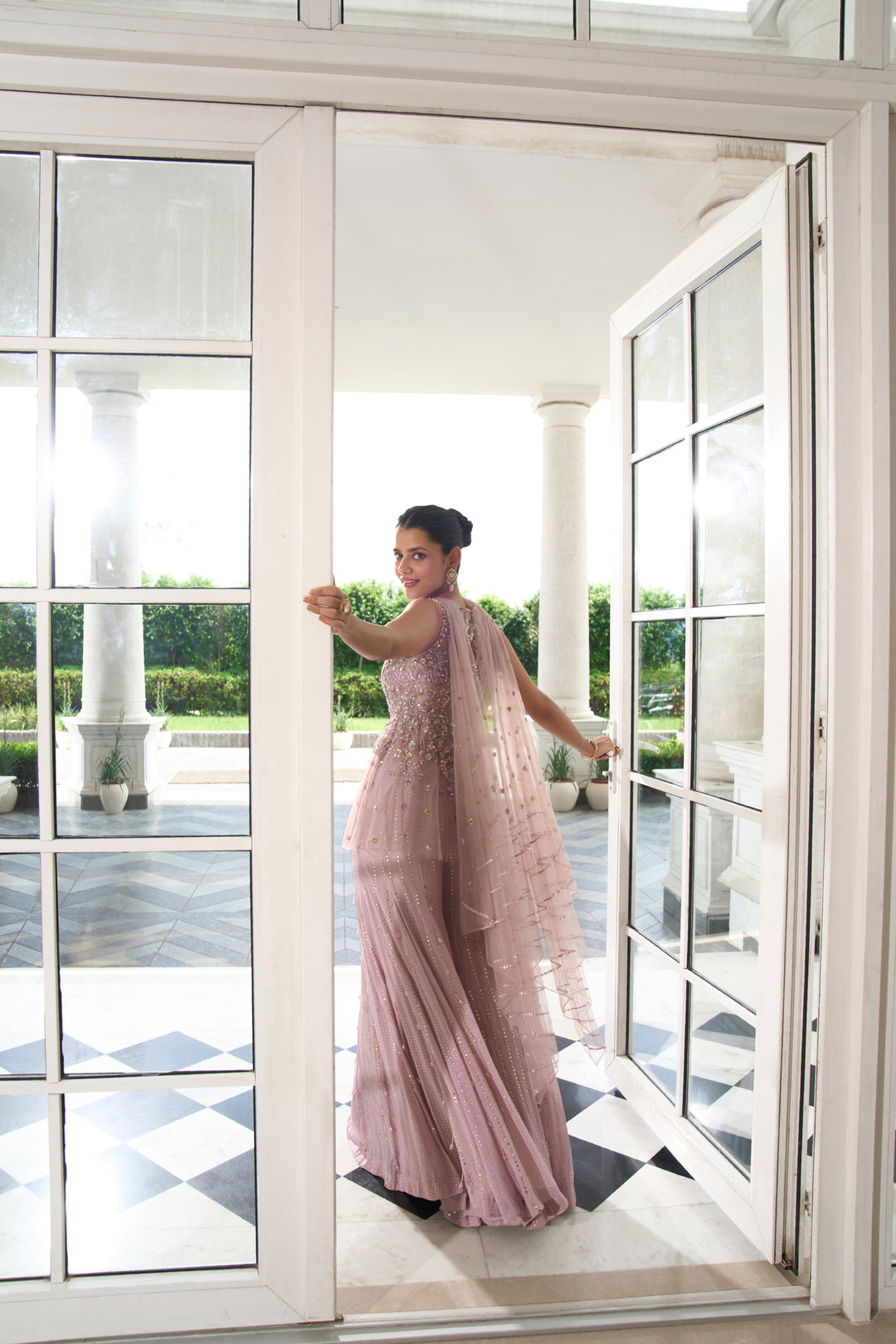 Lilac Net Peplum Sharara