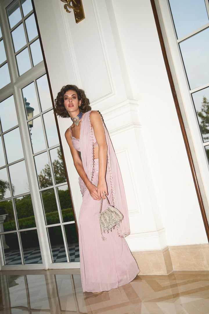 Lilac Double Palla Saree