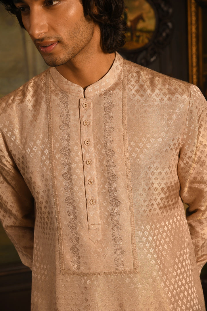 Mughal Tapestry Sherwani: A Rose Gold Heirloom