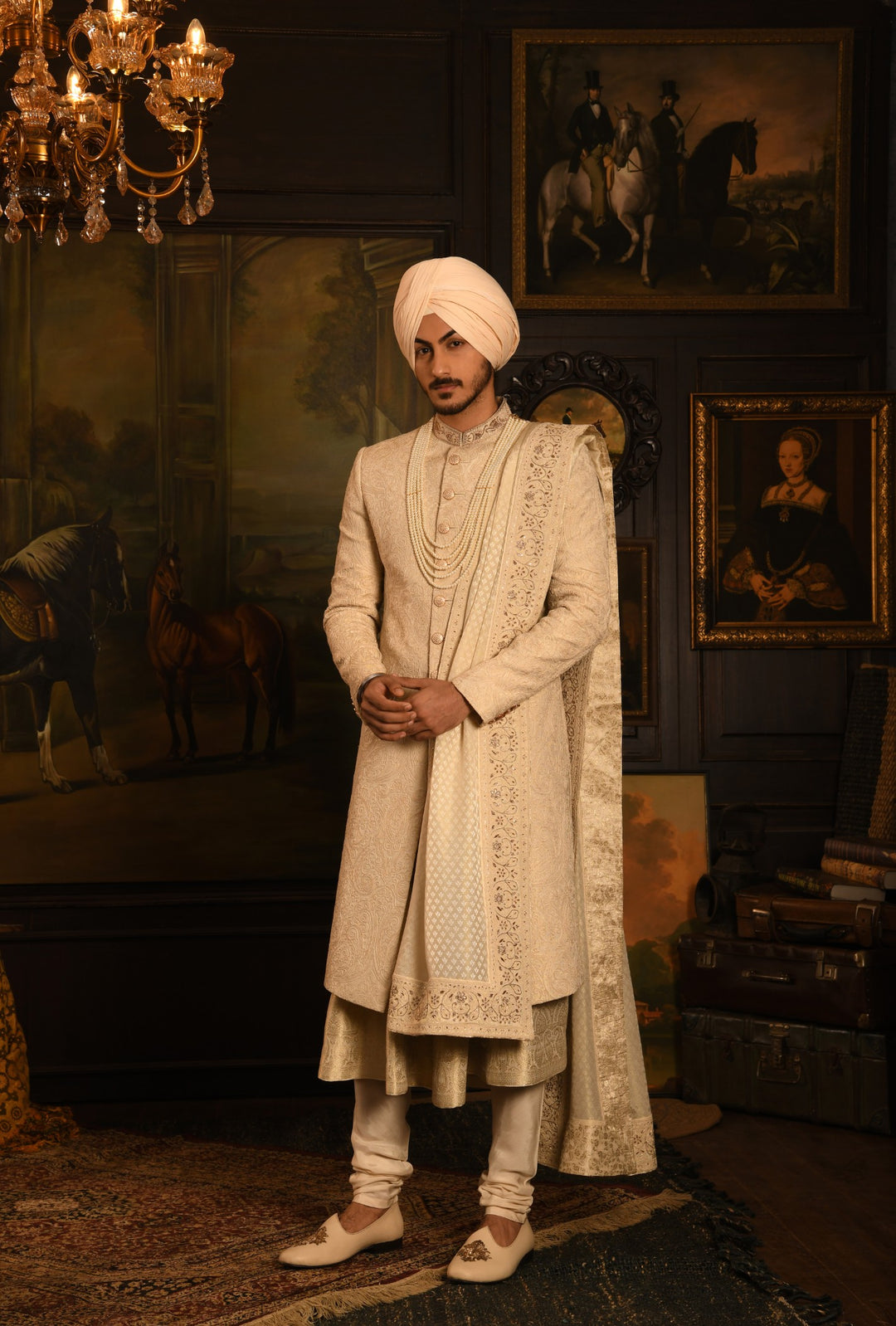 Timeless Heritage Sherwani: A Cream Masterpiece For The Groom