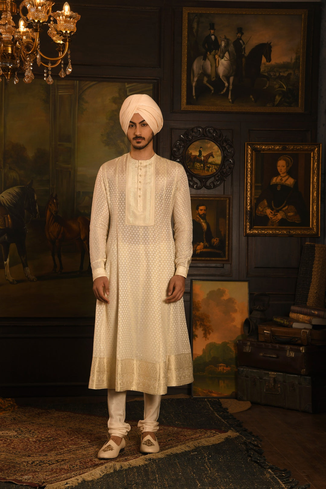 Timeless Heritage Sherwani: A Cream Masterpiece For The Groom