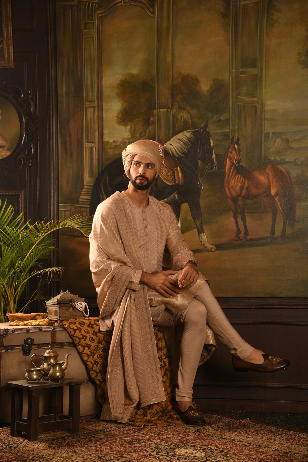 Rose Gold Grandeur Sherwani: A Legacy Of Royal Elegance