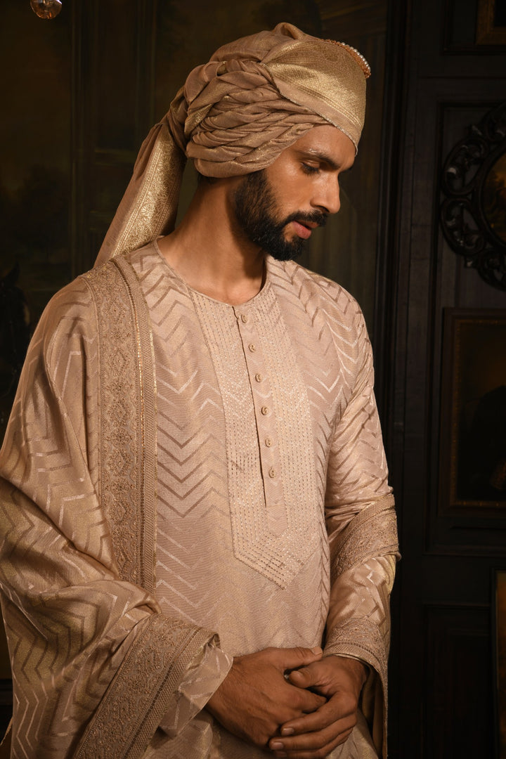 Rose Gold Grandeur Sherwani: A Legacy Of Royal Elegance