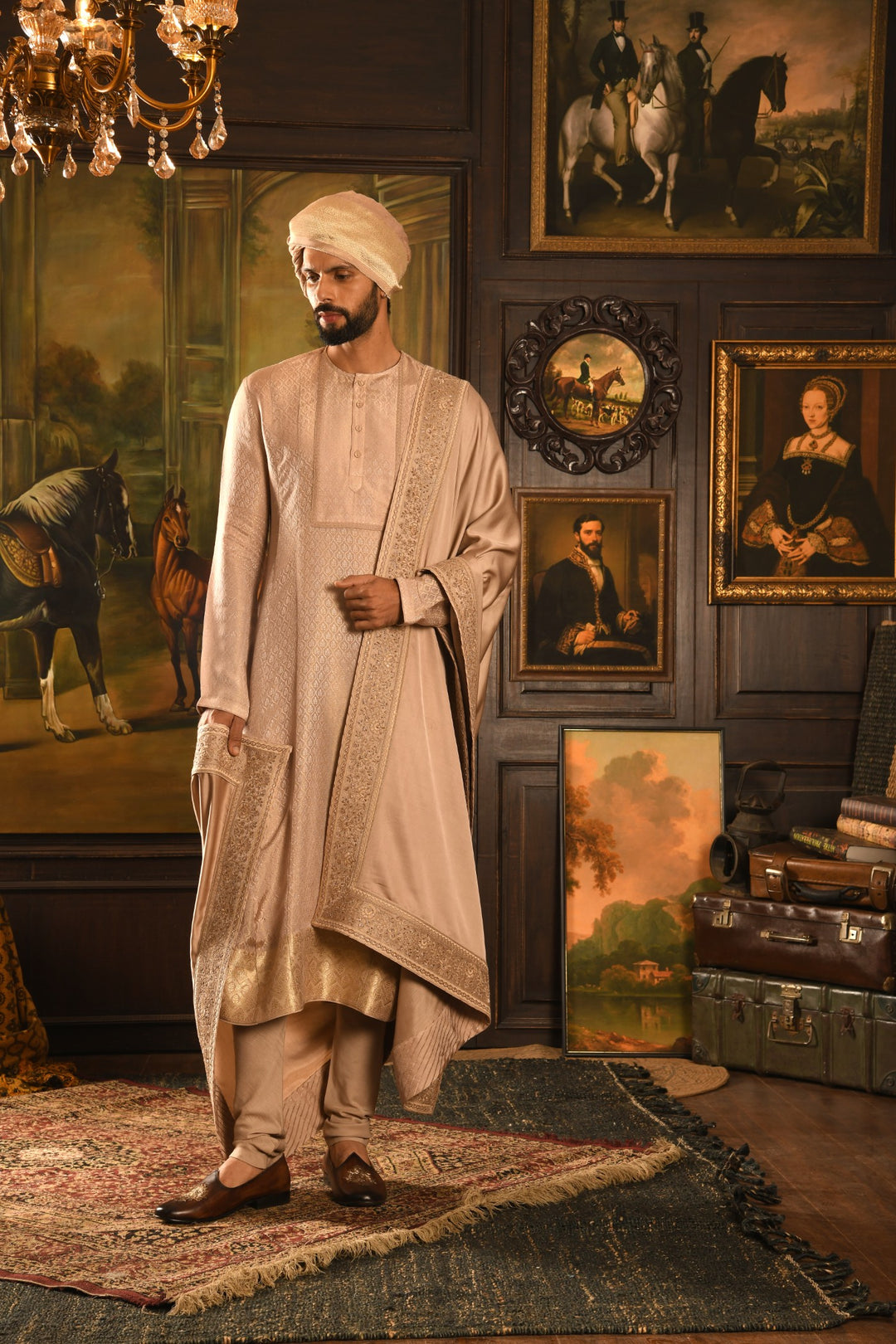 Rose Gold Palace Inlay Sherwani: A Regal Fusion Of Heritage And Modernity