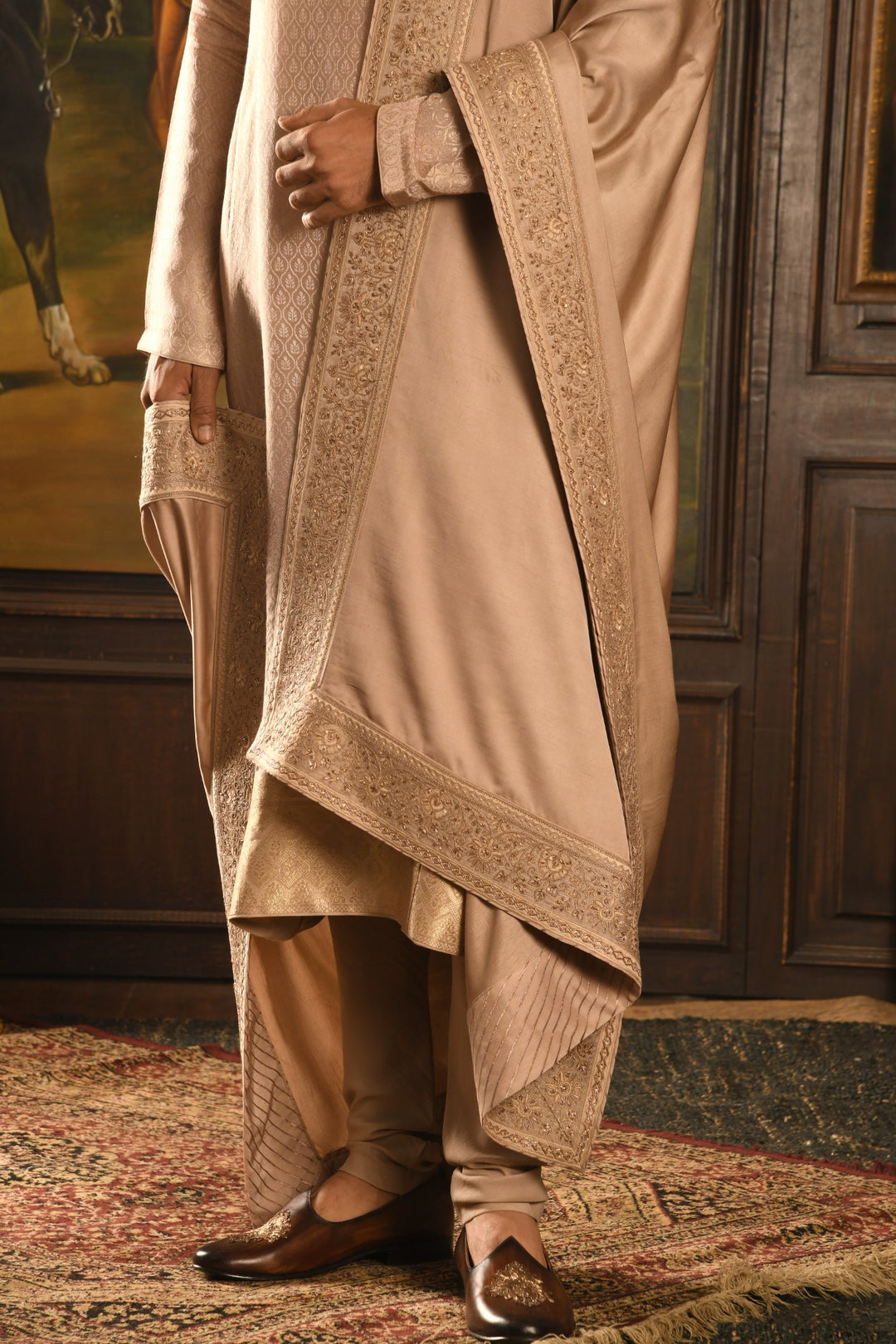 Rose Gold Palace Inlay Sherwani: A Regal Fusion Of Heritage And Modernity