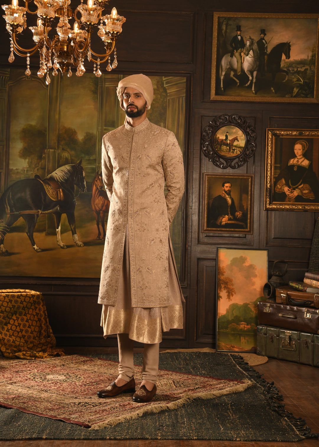 Rose Gold Palace Inlay Sherwani: A Regal Fusion Of Heritage And Modernity