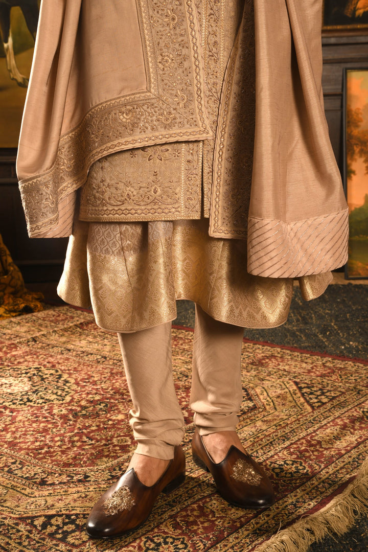 Rose Gold Palace Inlay Sherwani: A Regal Fusion Of Heritage And Modernity