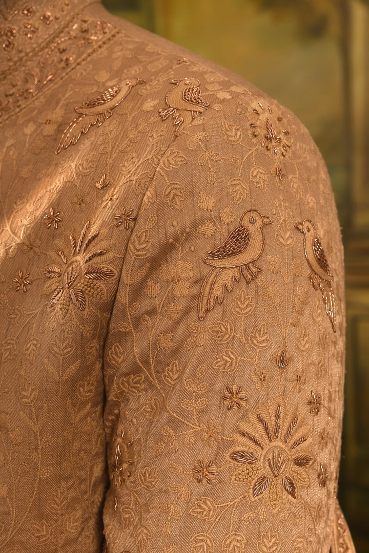 Rose Gold Palace Inlay Sherwani: A Regal Fusion Of Heritage And Modernity