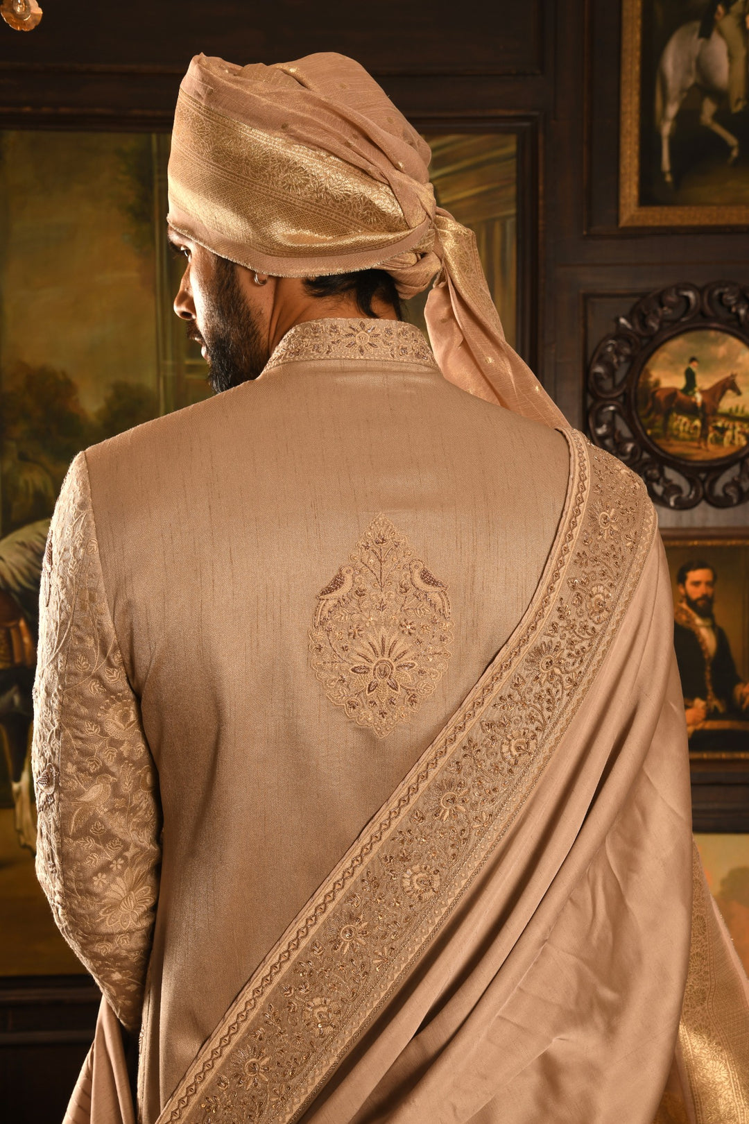 Rose Gold Palace Inlay Sherwani: A Regal Fusion Of Heritage And Modernity
