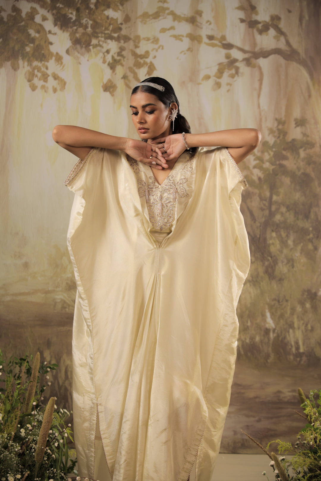 Ivory Embroidered Kaftan