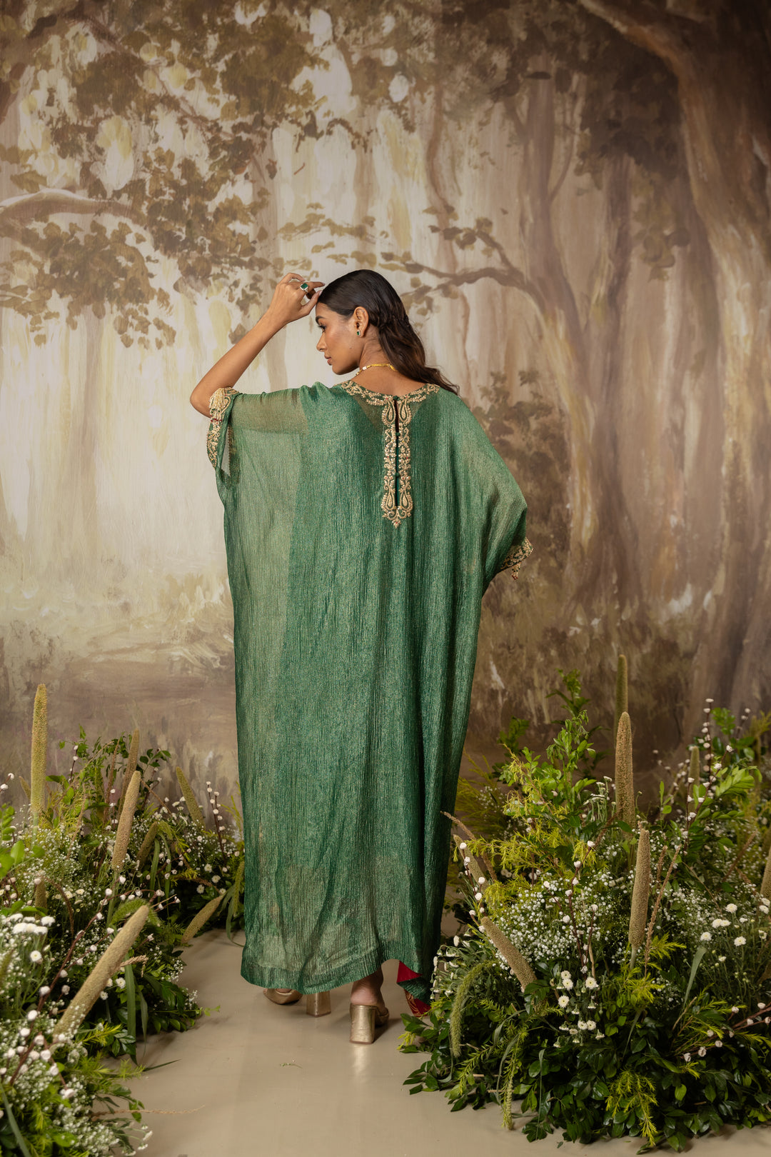 Emerald Green Embroidered Kaftan