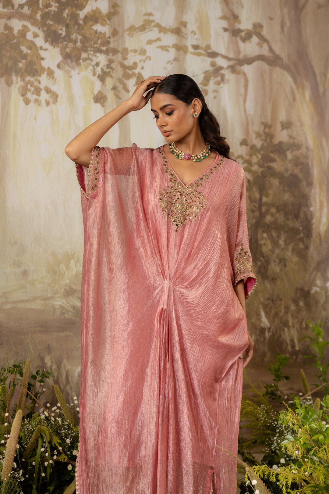 Rose Pink Embroidred Kaftan