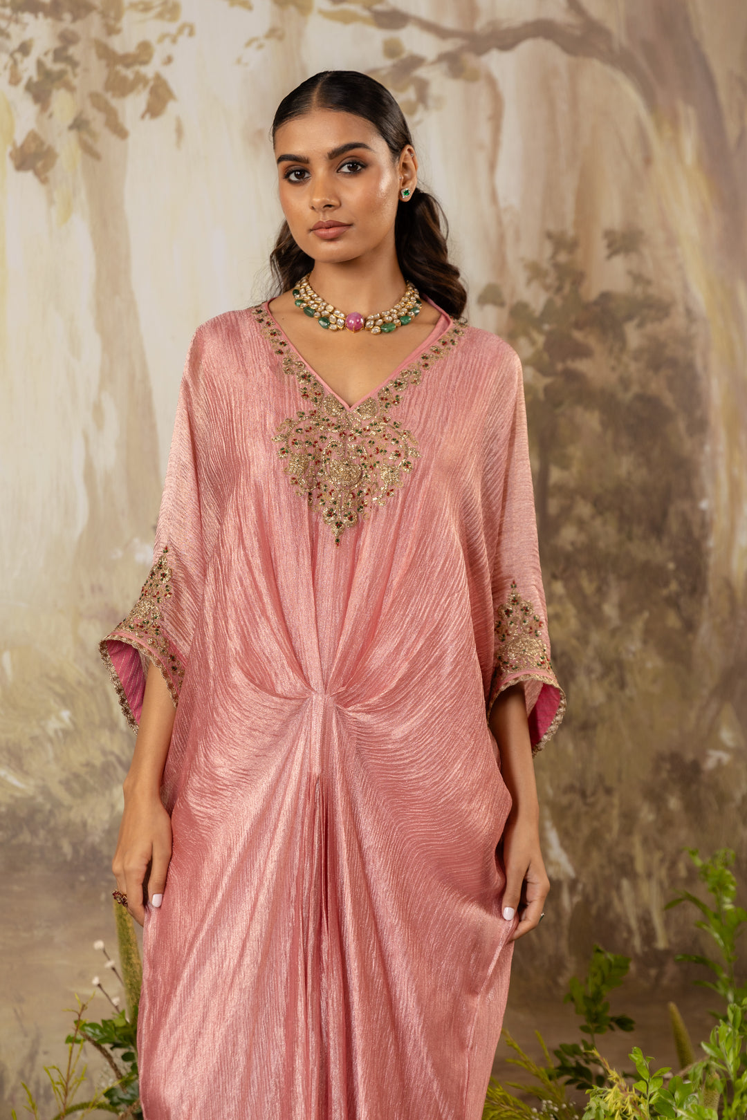 Rose Pink Embroidred Kaftan