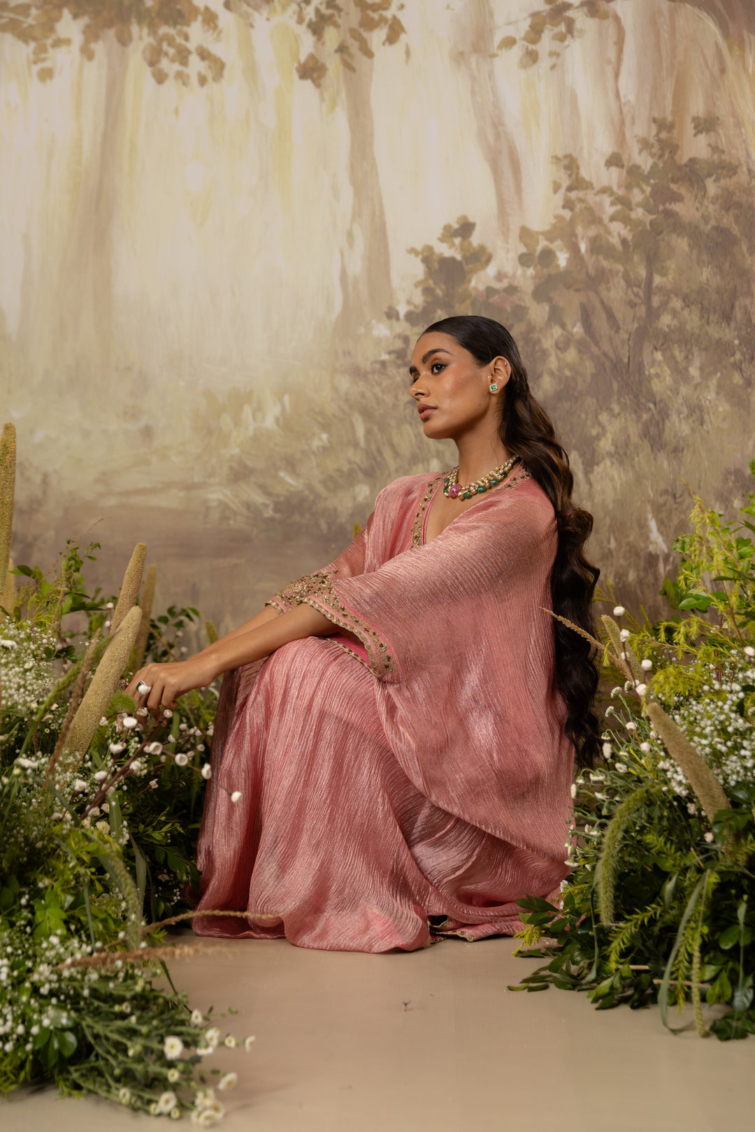 Rose Pink Embroidred Kaftan