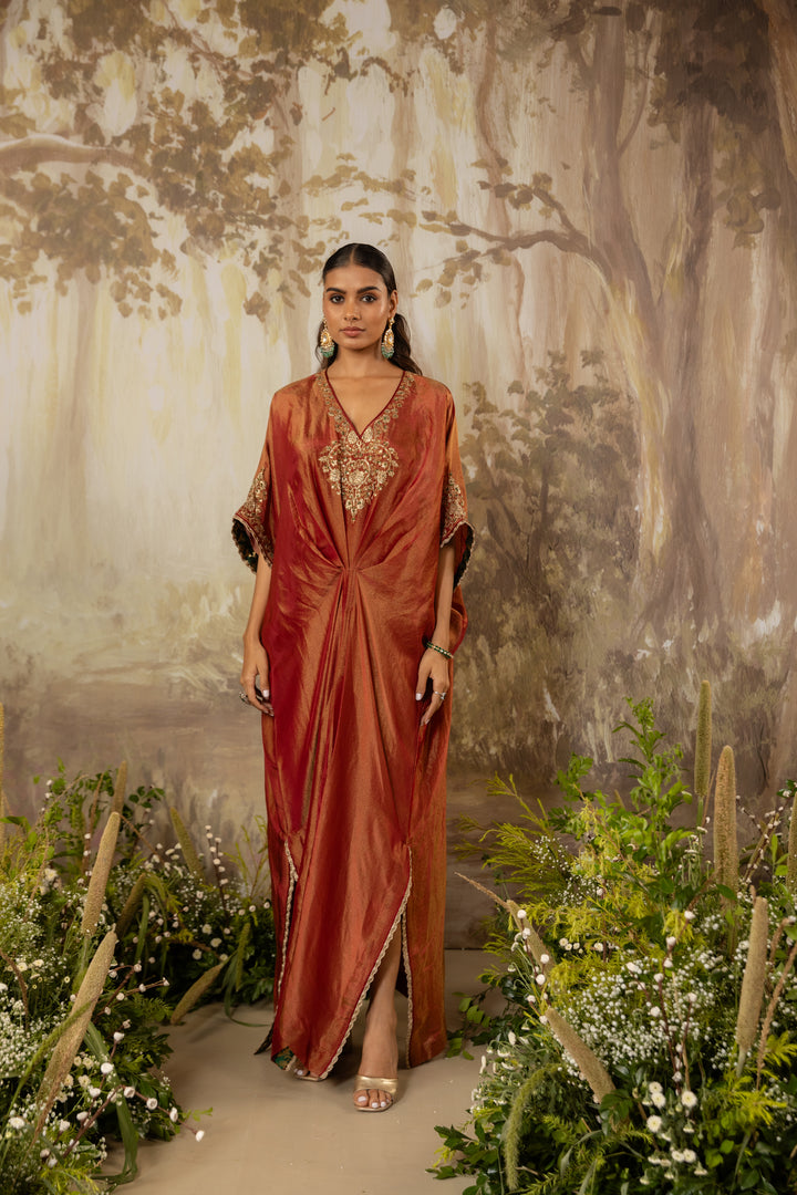 Burnt Rust Embroidered Kaftan