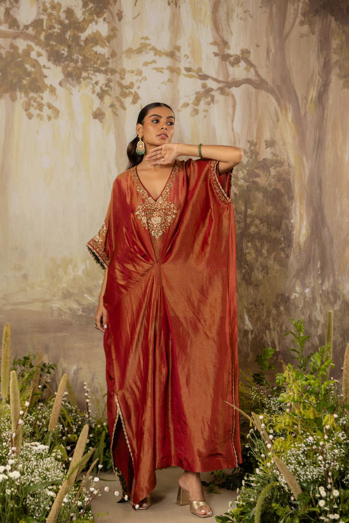 Burnt Rust Embroidered Kaftan