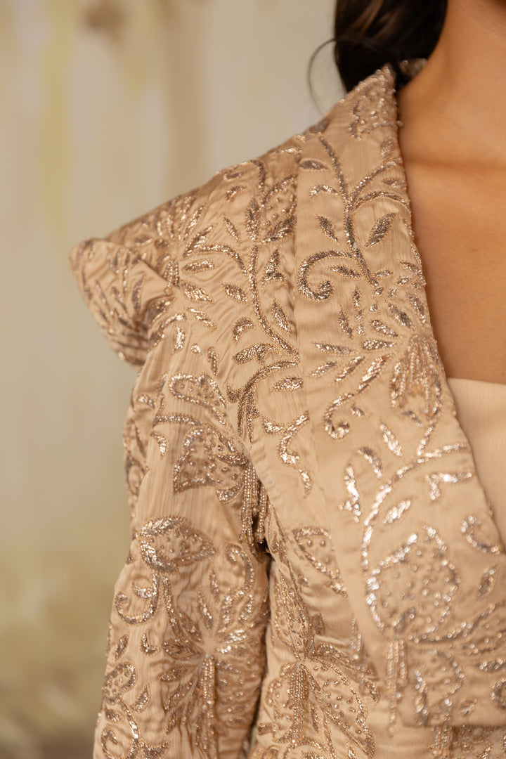 Champagne Beige Peplum Jacket