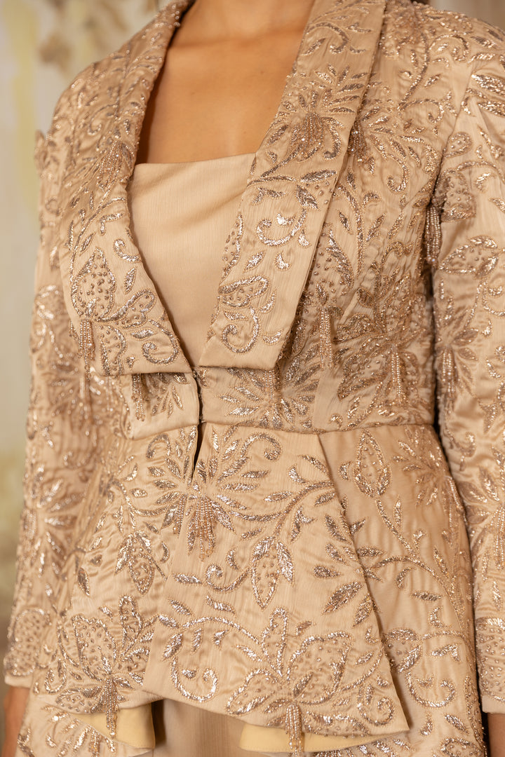 Champagne Beige Peplum Jacket