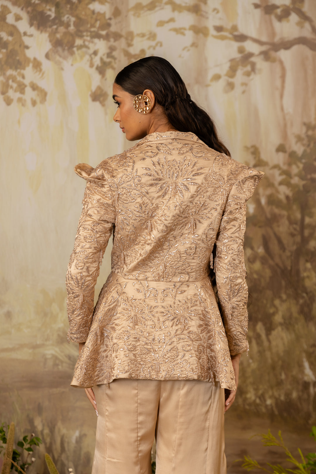 Champagne Beige Peplum Jacket