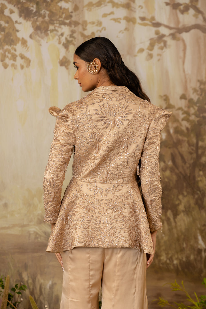 Champagne Beige Peplum Jacket