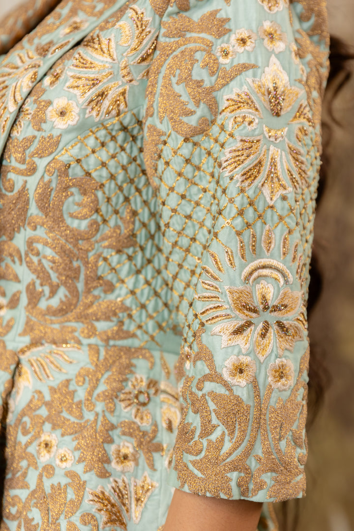 Powder Blue Zoe Peplum Jacket Set
