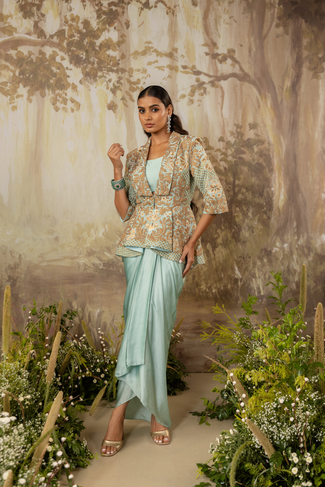 Powder Blue Zoe Peplum Jacket Set