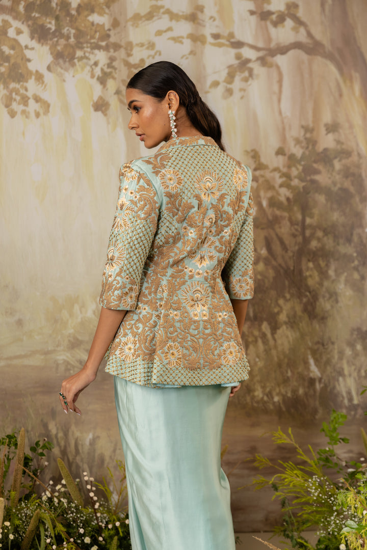Powder Blue Zoe Peplum Jacket Set