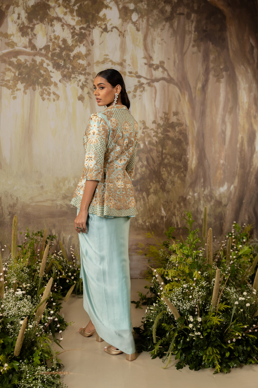 Powder Blue Zoe Peplum Jacket Set