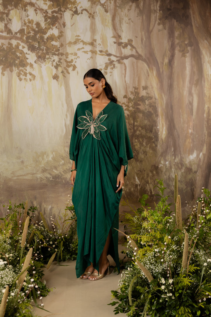 Emerald Green 3D Floral Kaftan