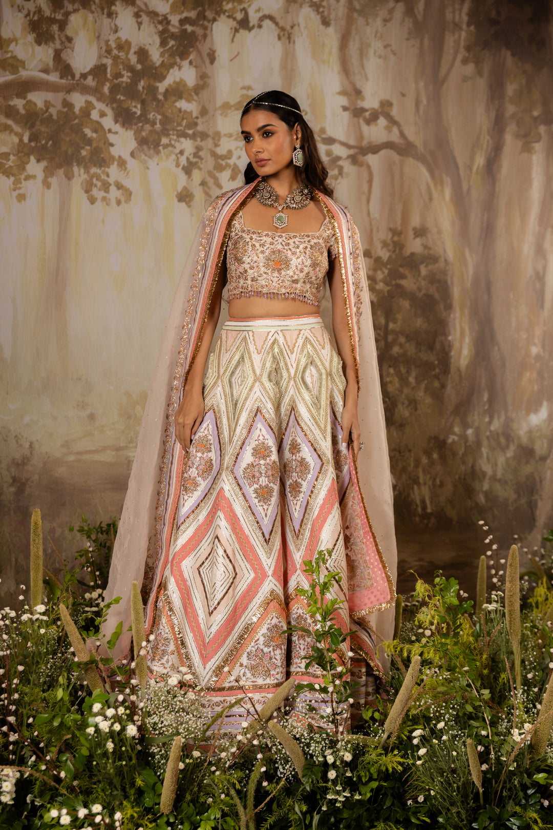 Multicolored Embroidered Lehenga Set