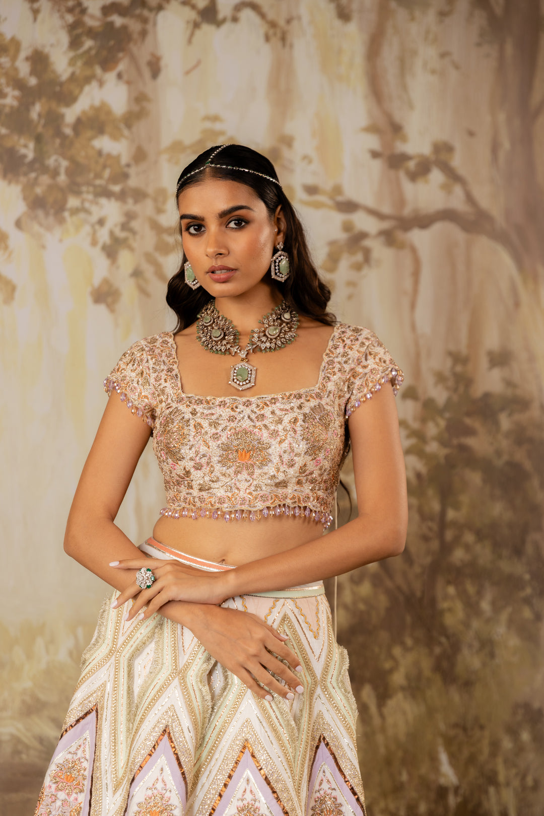 Multicolored Embroidered Lehenga Set