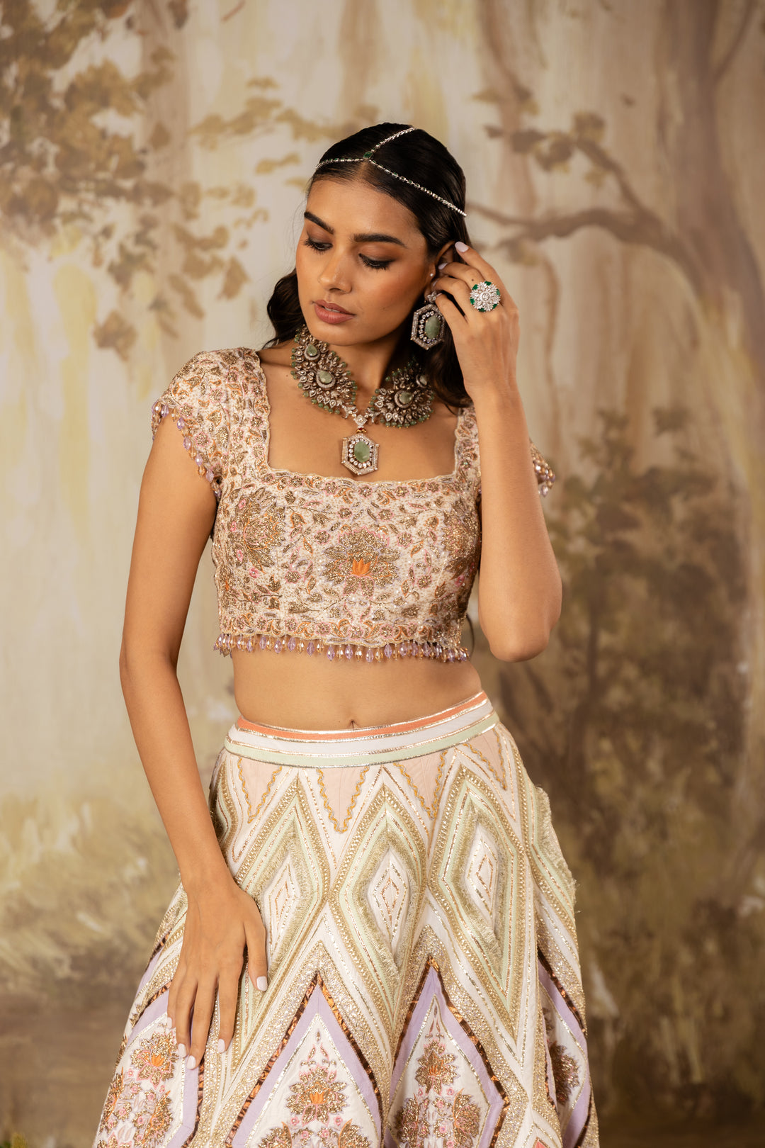 Multicolored Embroidered Lehenga Set