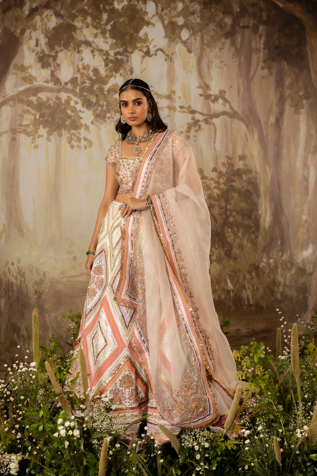 Multicolored Embroidered Lehenga Set