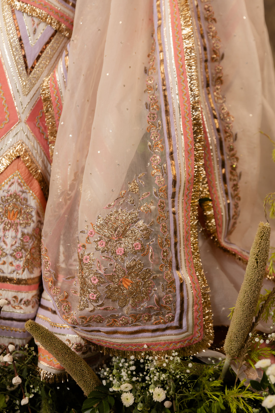 Multicolored Embroidered Lehenga Set