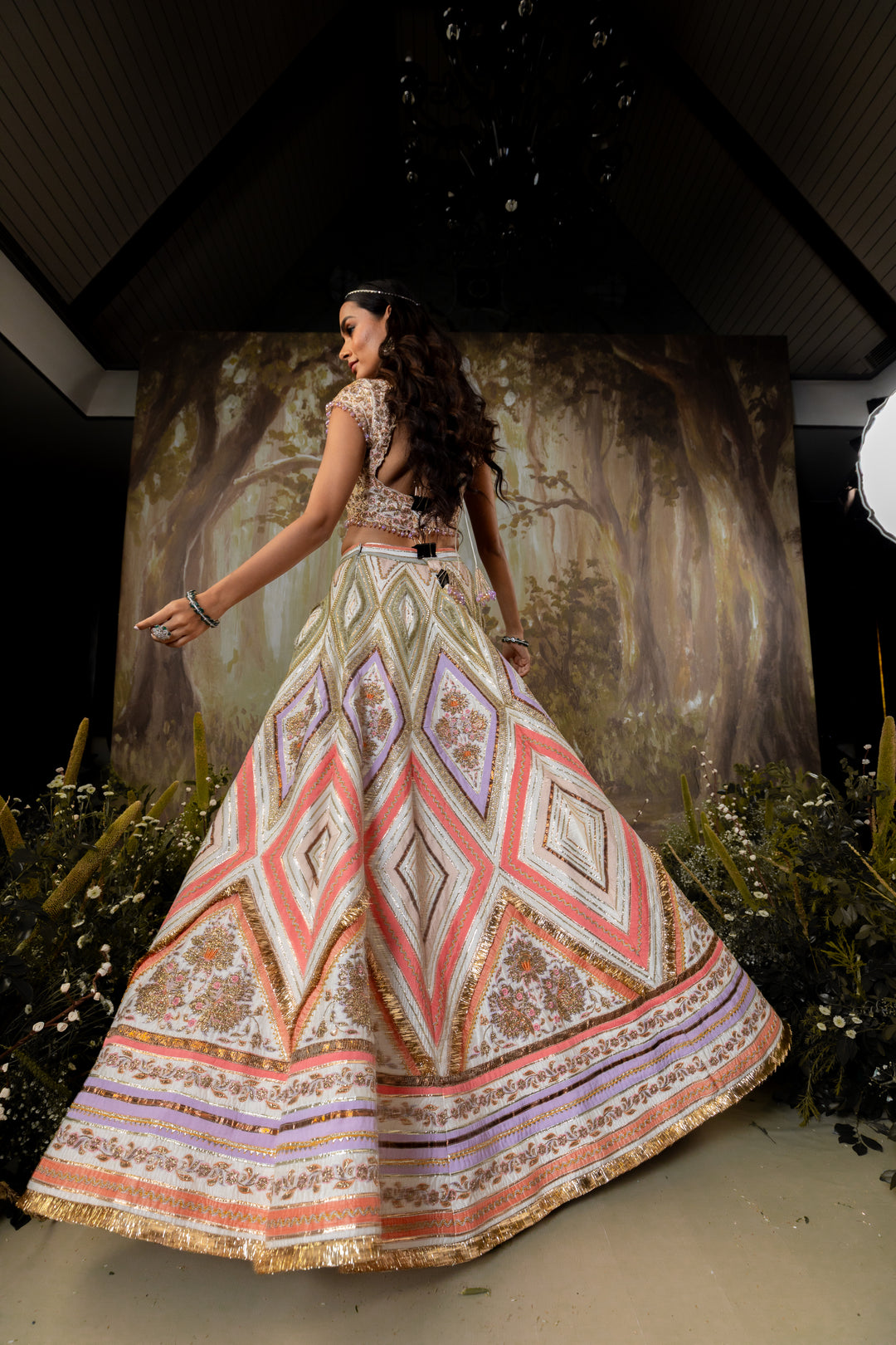 Multicolored Embroidered Lehenga Set