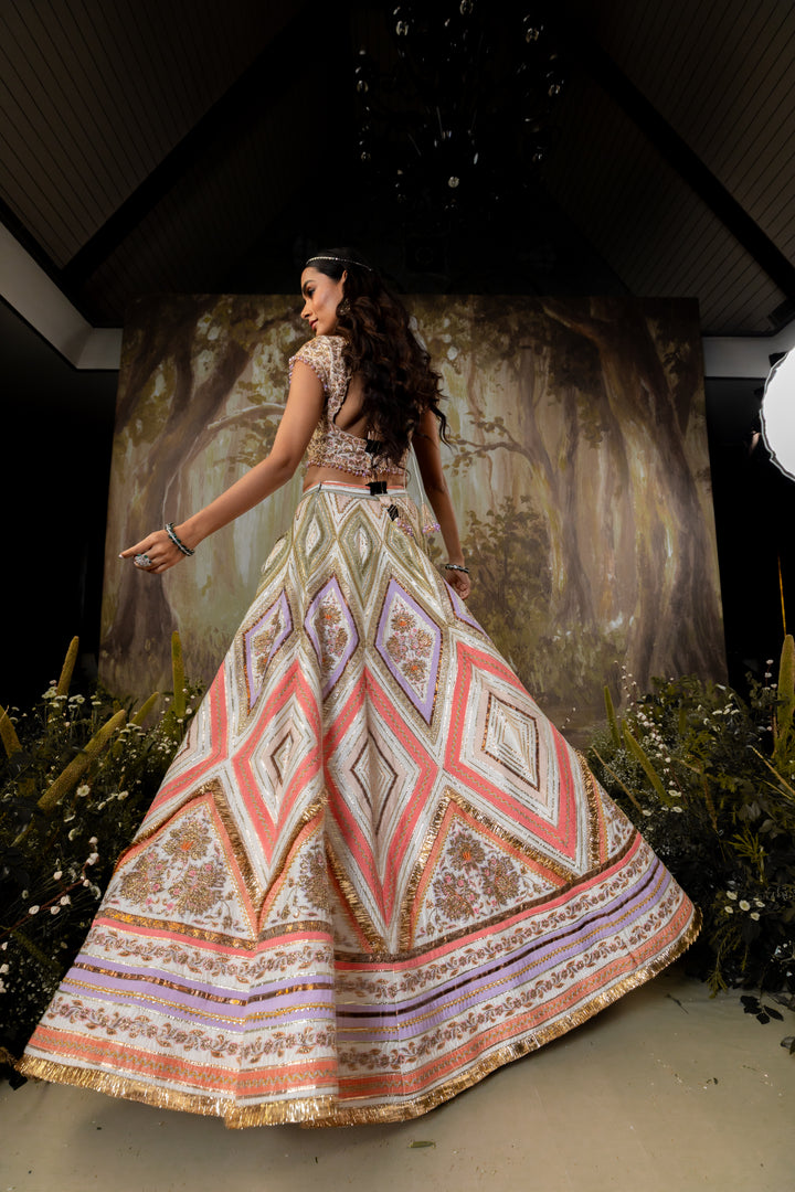 Multicolored Embroidered Lehenga Set