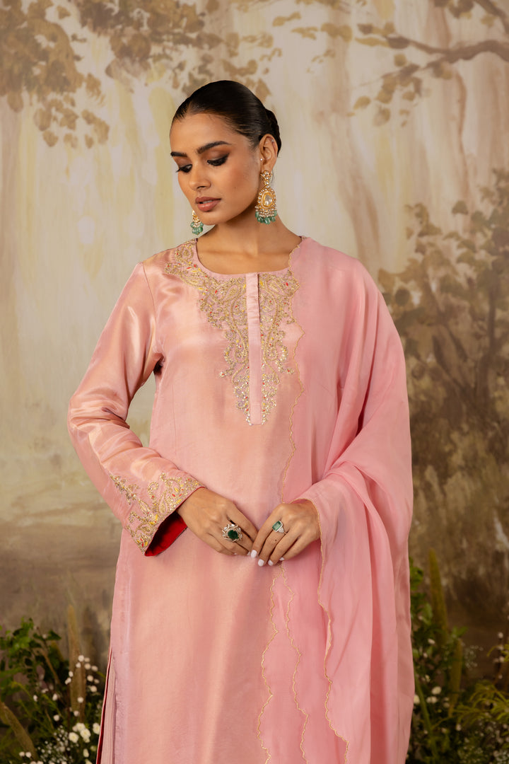 Rose Pink Tissue Long Suit Set