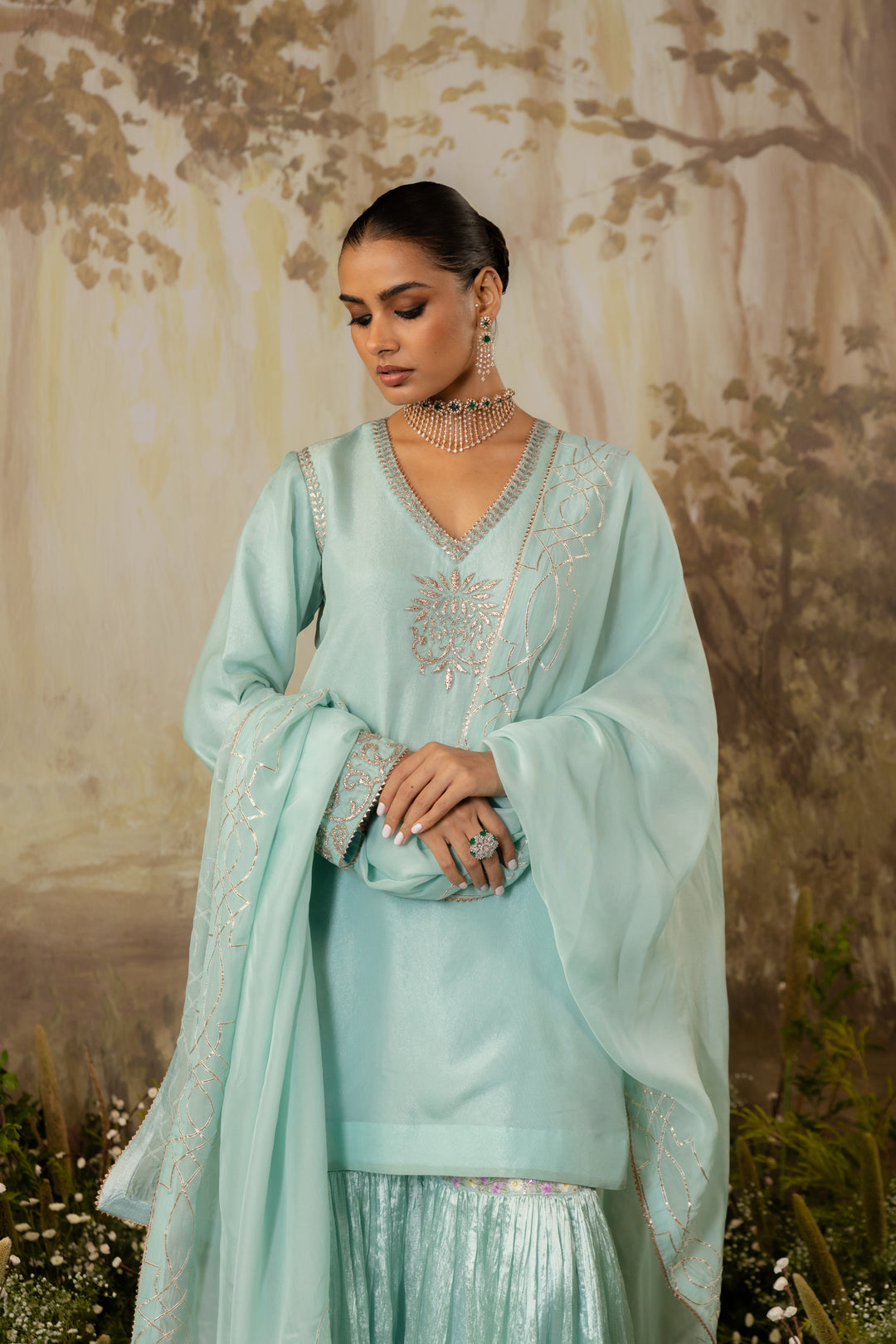 Powder Blue Short Kurta Set