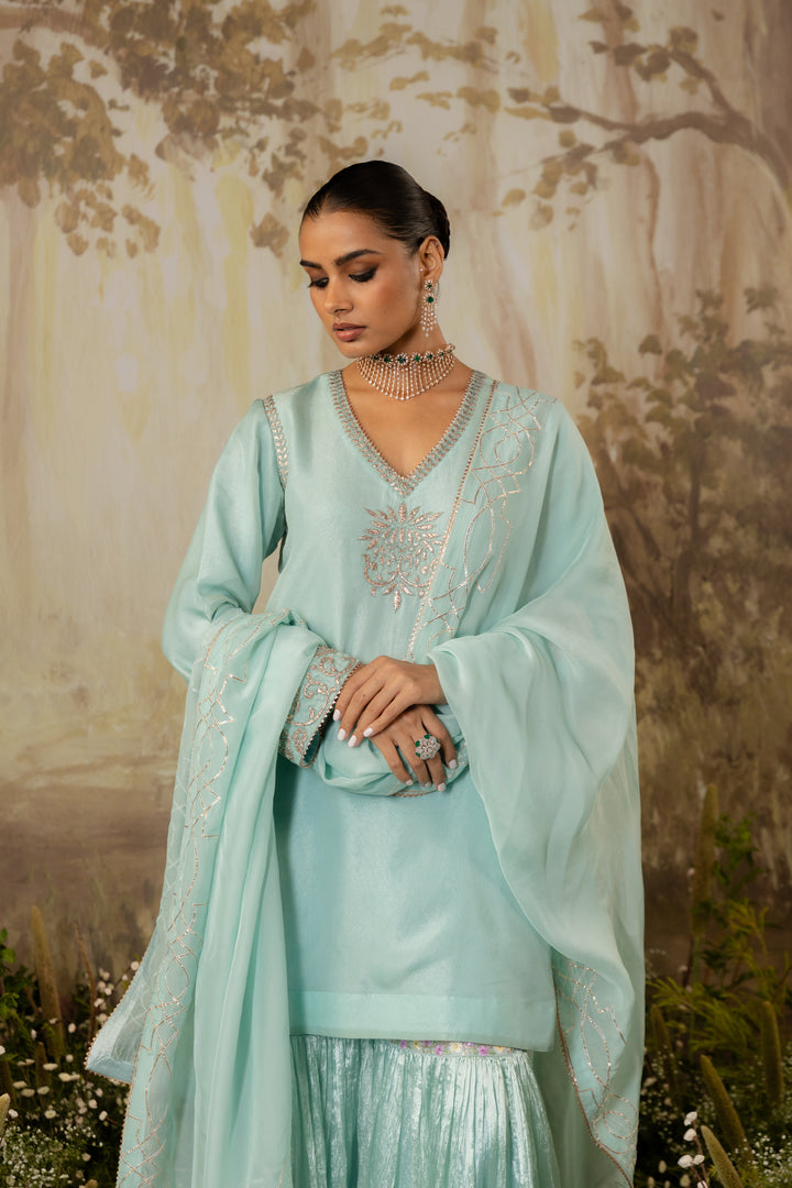 Powder Blue Short Kurta Set