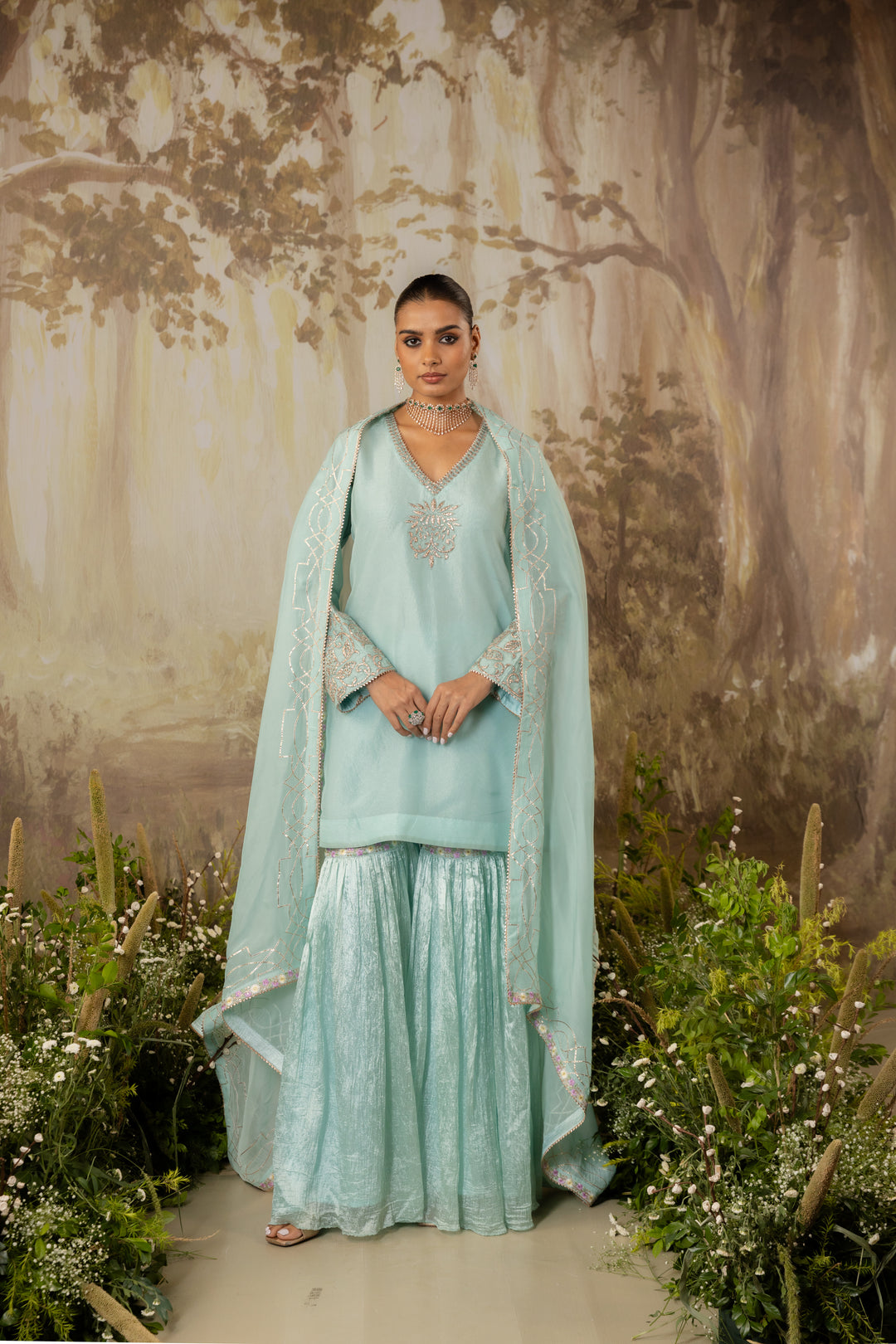 Powder Blue Short Kurta Set