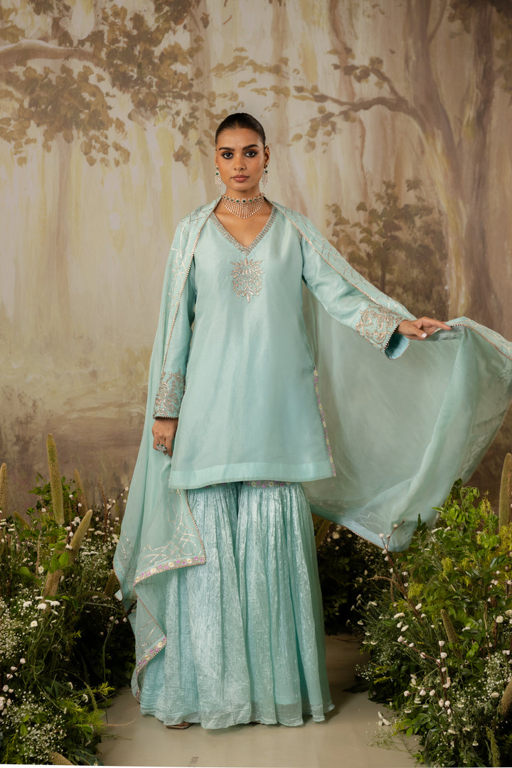 Powder Blue Short Kurta Set