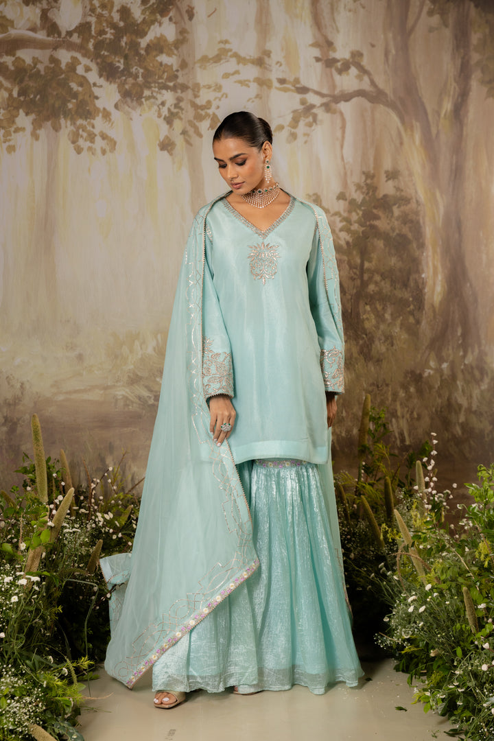Powder Blue Short Kurta Set