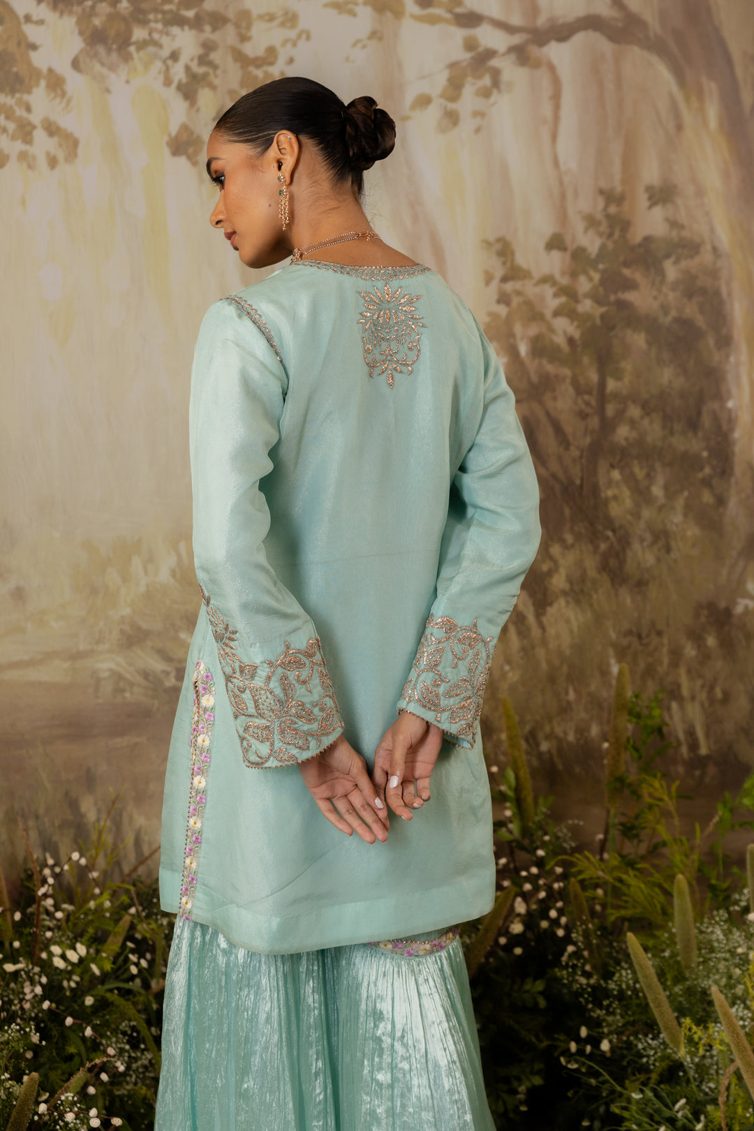 Powder Blue Short Kurta Set