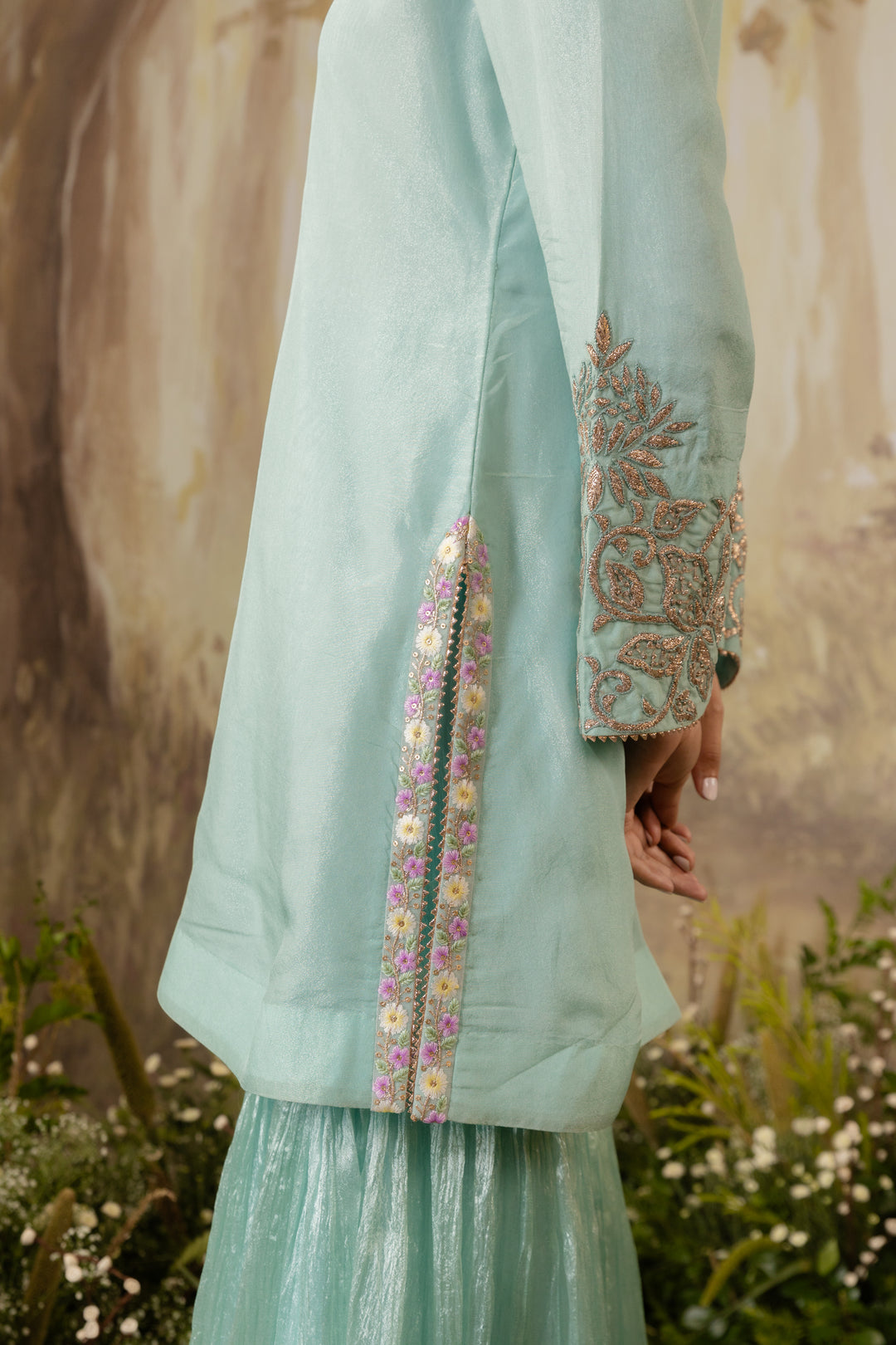 Powder Blue Short Kurta Set