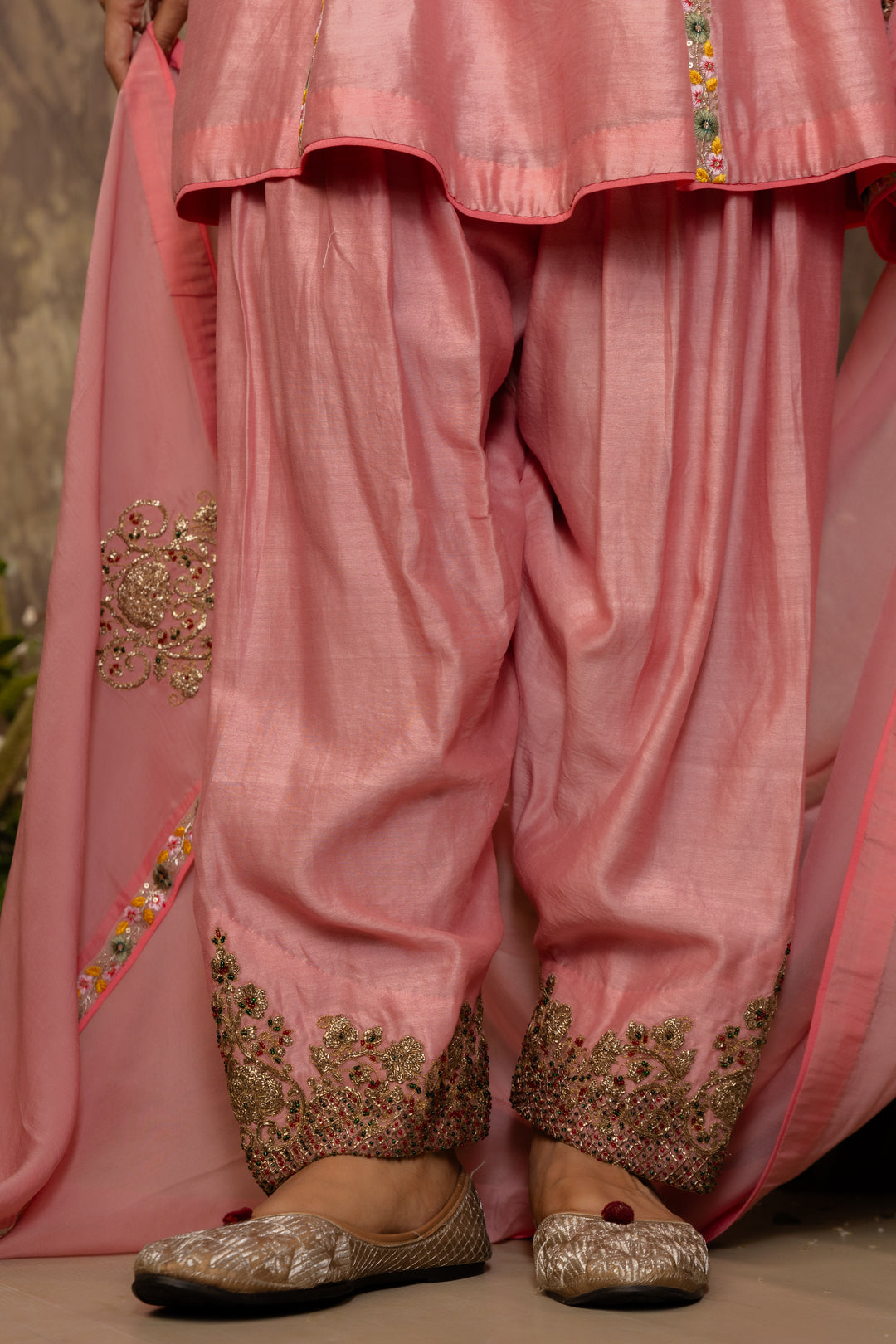 Soft Pink Embroidered Short Kurta Set