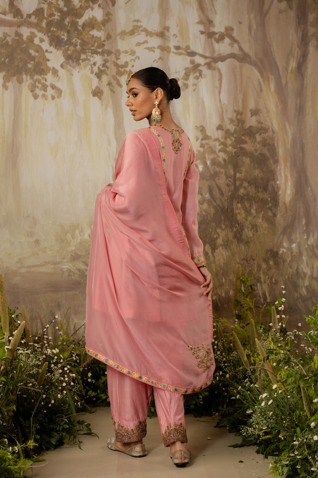 Soft Pink Embroidered Short Kurta Set